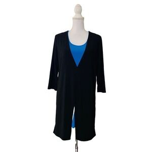 QVC 2 PCs Medium Black Blue Longline Jersey Blouse Set Top